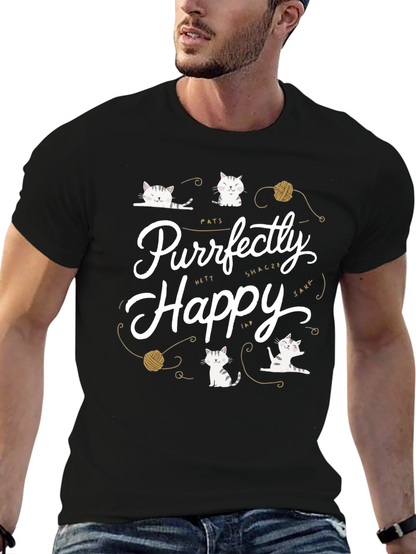 Purrfectly Happy Cat Graphic T-Shirt - Unisex