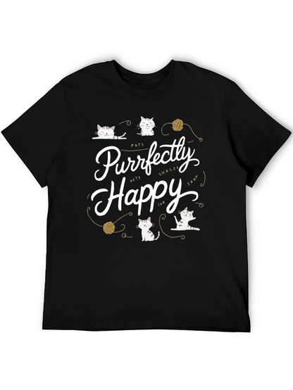 Purrfectly Happy Cat Graphic T-Shirt - Unisex