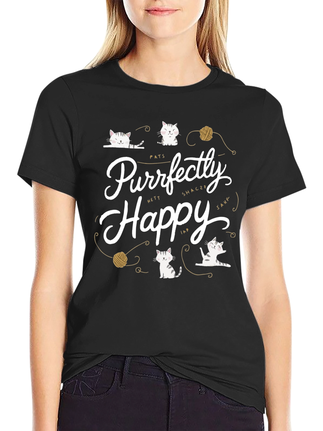 Purrfectly Happy Cat Graphic T-Shirt - Unisex