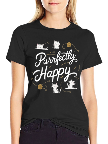 Purrfectly Happy Cat Graphic T-Shirt - Unisex