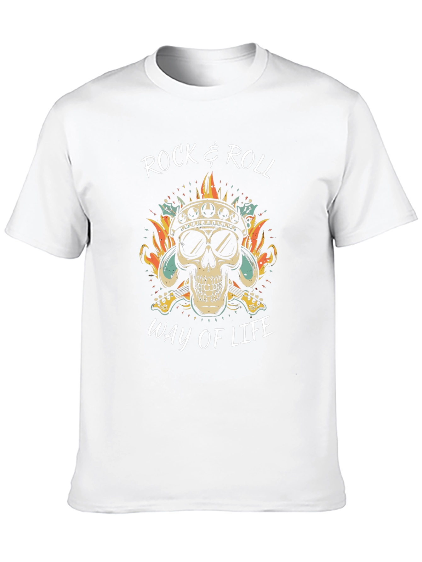Rock & Roll Skull Graphic T-Shirt