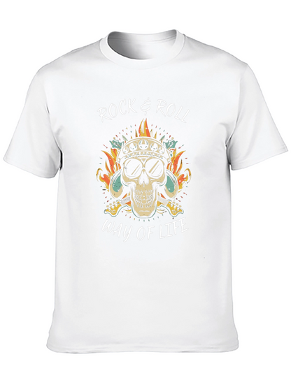 Rock & Roll Skull Graphic T-Shirt
