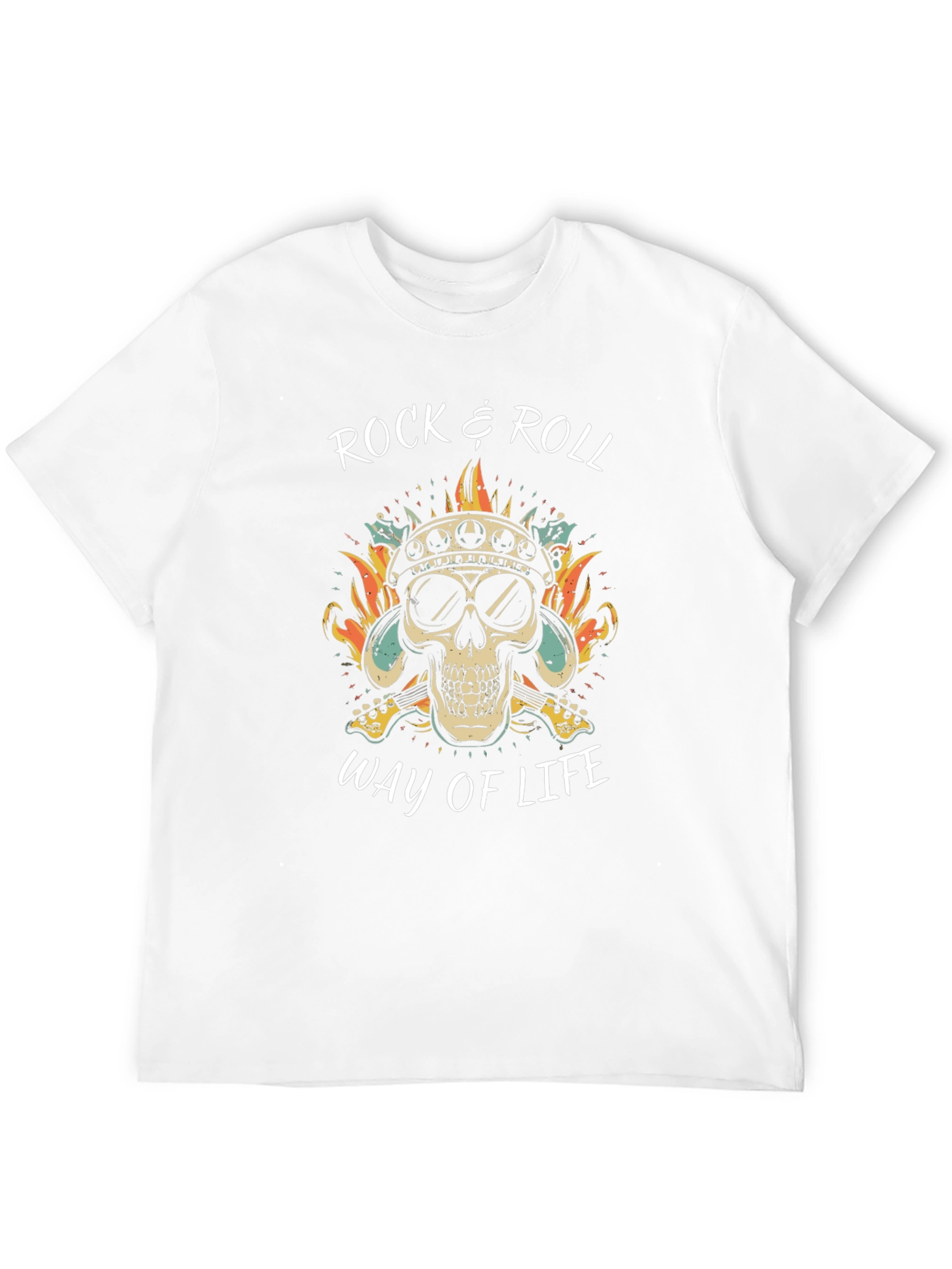 Rock & Roll Skull Graphic T-Shirt