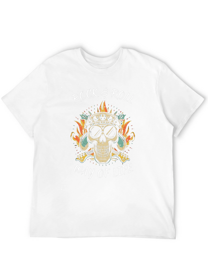 Rock & Roll Skull Graphic T-Shirt