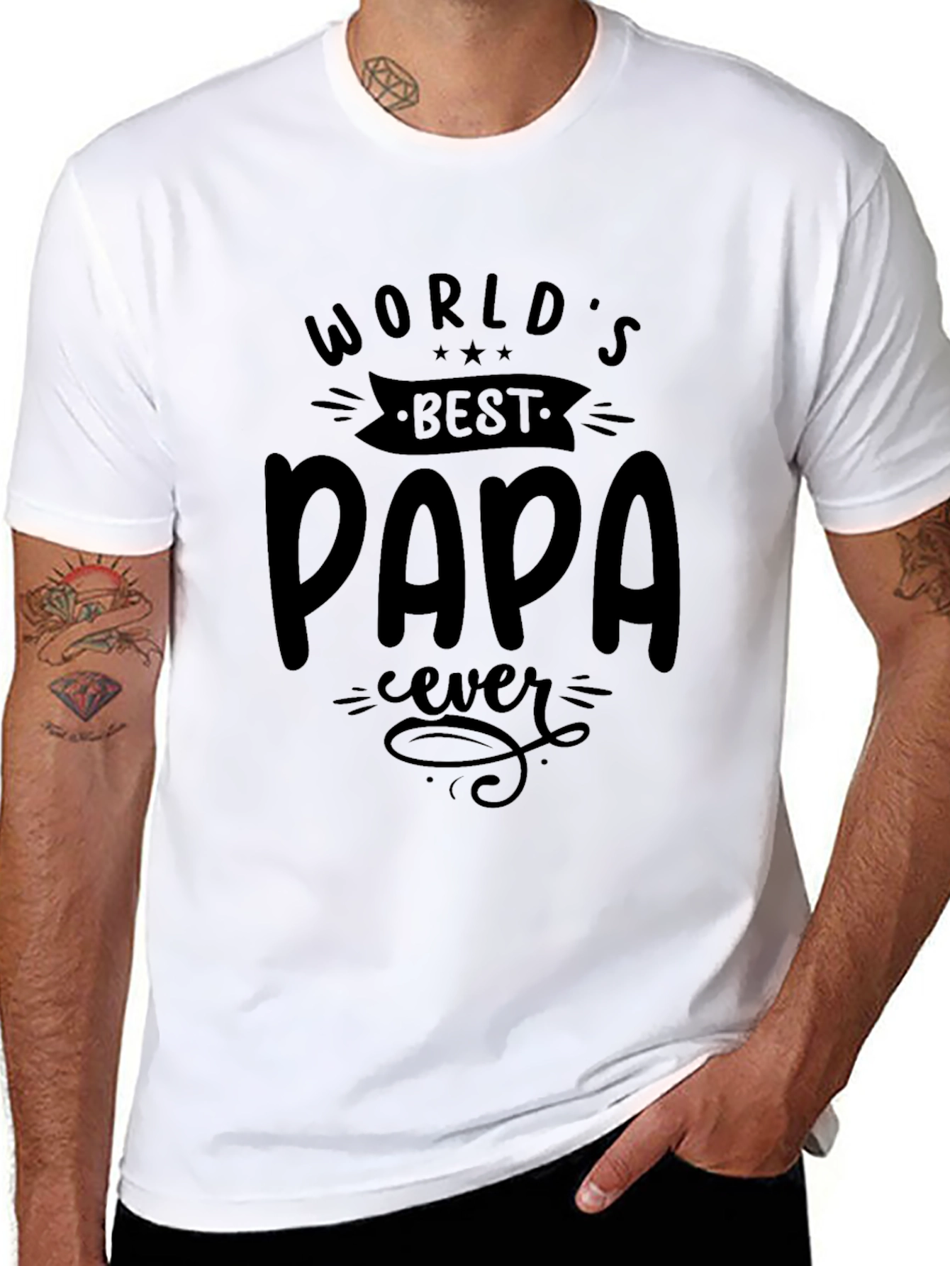 Worlds Best Papa Ever Black T-Shirt