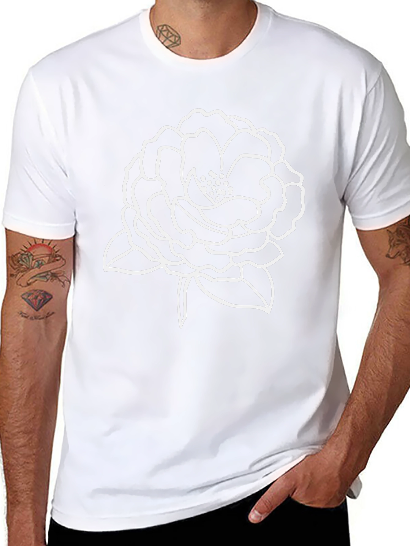 Floral Outline Black T-Shirt