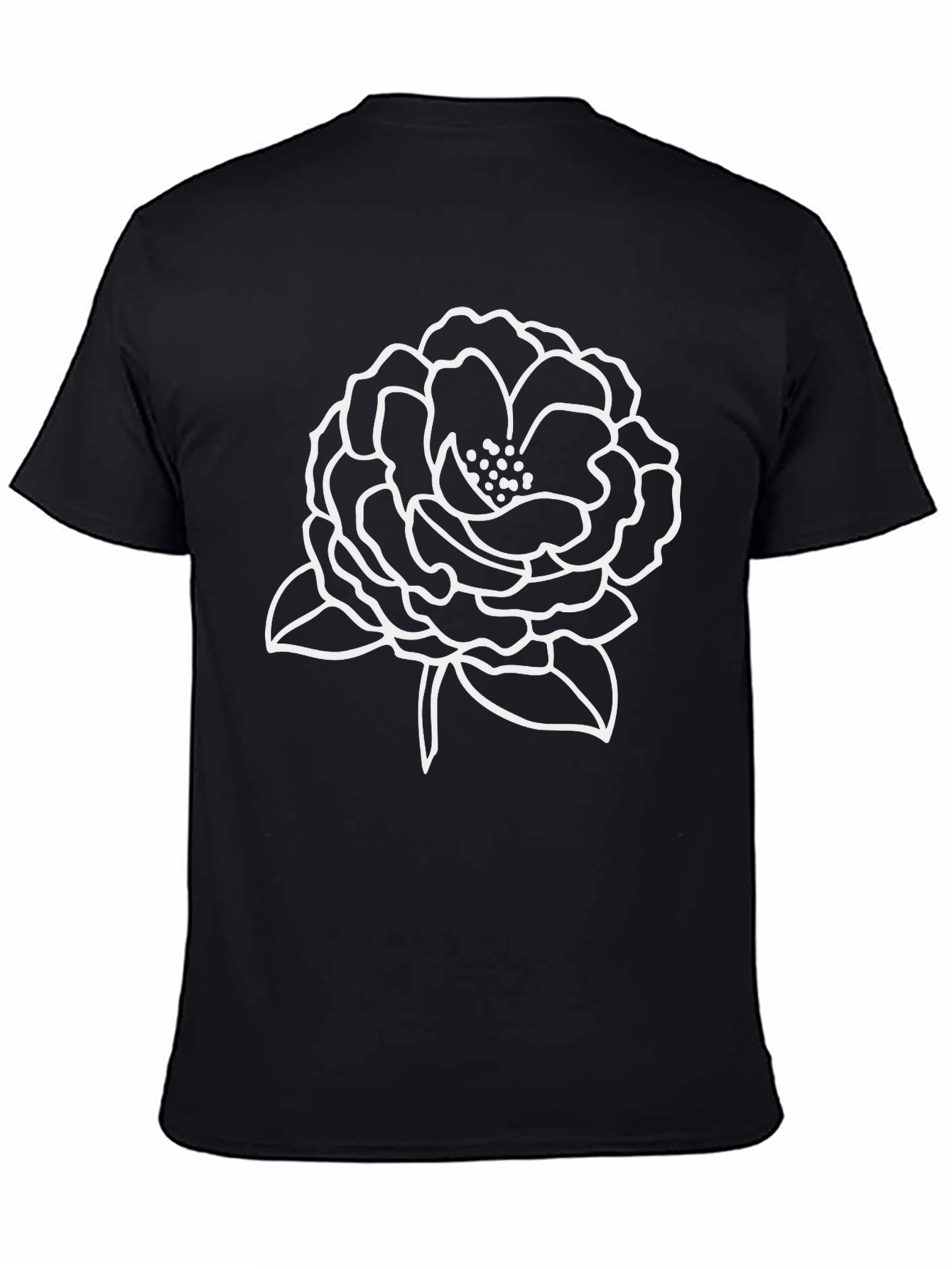 Floral Outline Black T-Shirt