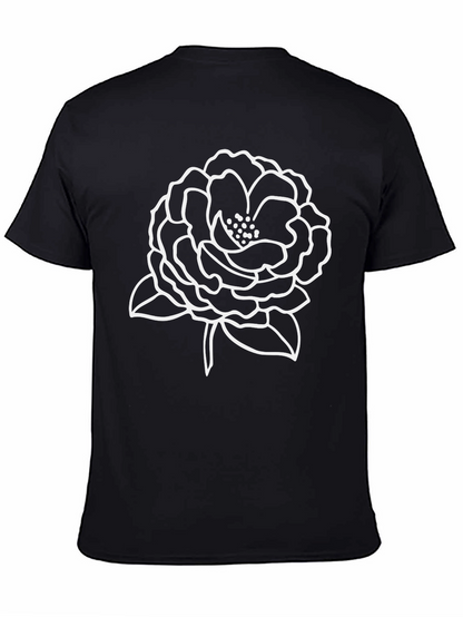 Floral Outline Black T-Shirt