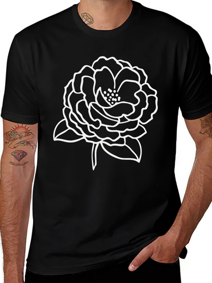 Floral Outline Black T-Shirt