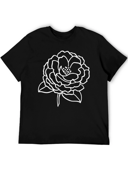 Floral Outline Black T-Shirt