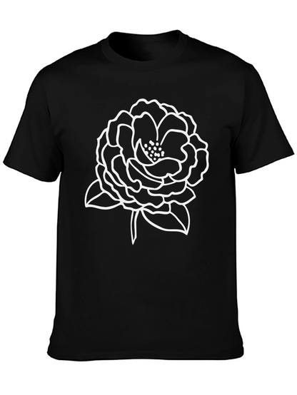 Floral Outline Black T-Shirt