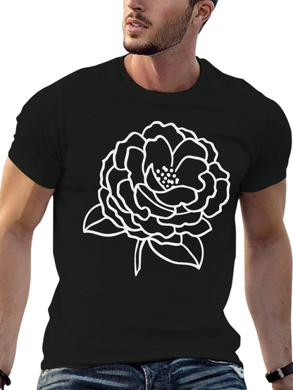 Floral Outline Black T-Shirt