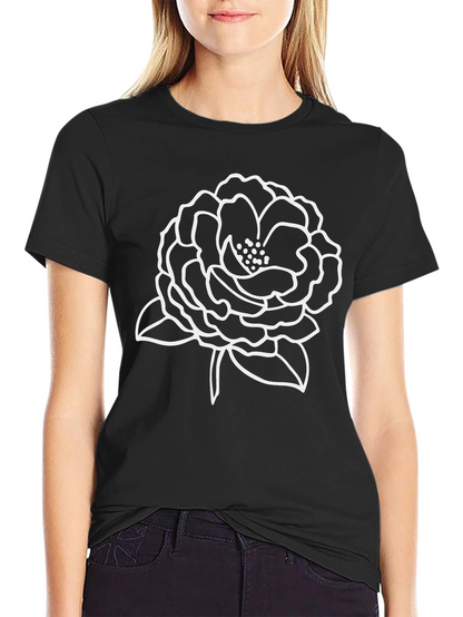 Floral Outline Black T-Shirt