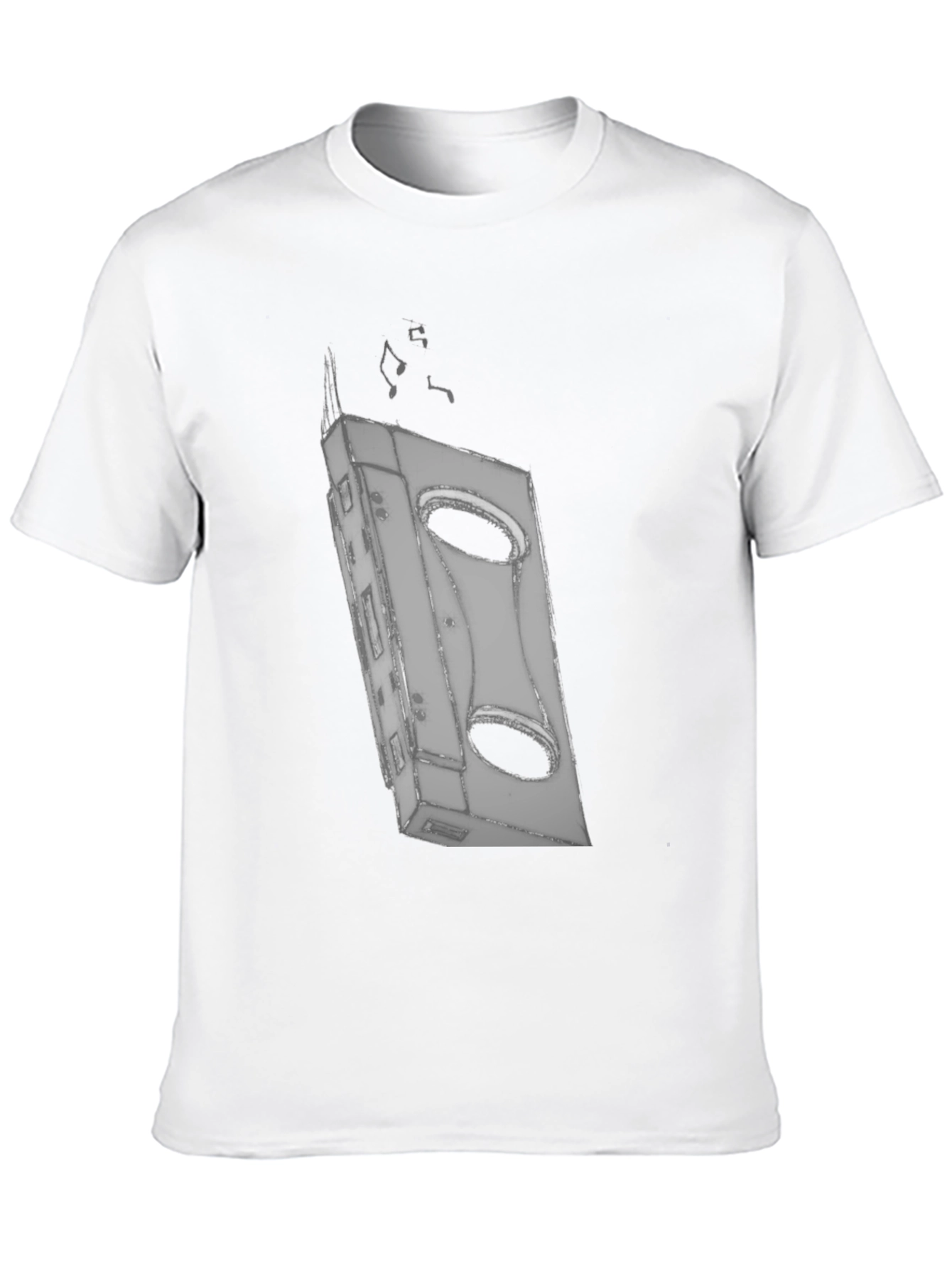 Retro Cassette Tape Graphic Tee - Black Cotton T-Shirt