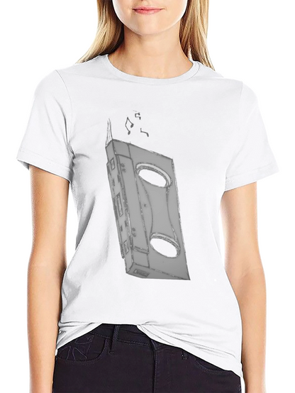 Retro Cassette Tape Graphic Tee - Black Cotton T-Shirt