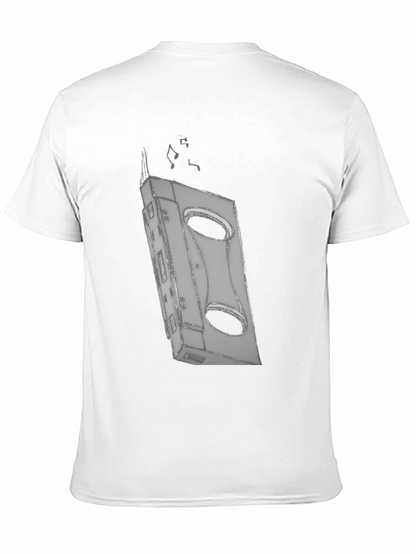 Retro Cassette Tape Graphic Tee - Black Cotton T-Shirt