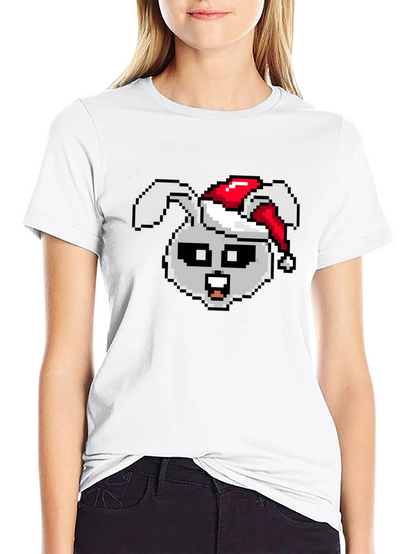 Pixel Rabbit Christmas T-Shirt - Festive 8-bit Style