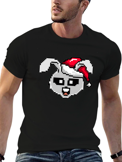 Pixel Rabbit Christmas T-Shirt - Festive 8-bit Style