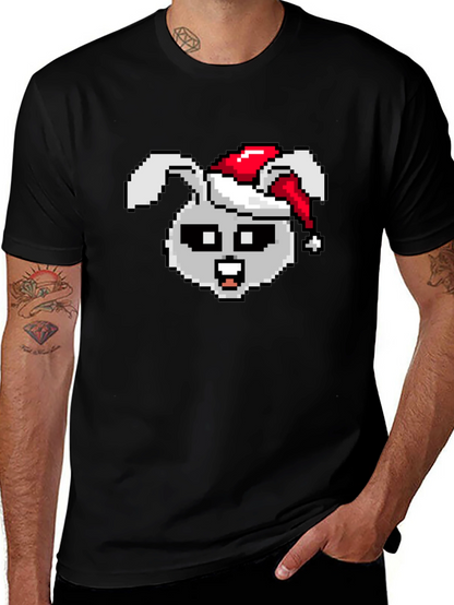Pixel Rabbit Christmas T-Shirt - Festive 8-bit Style