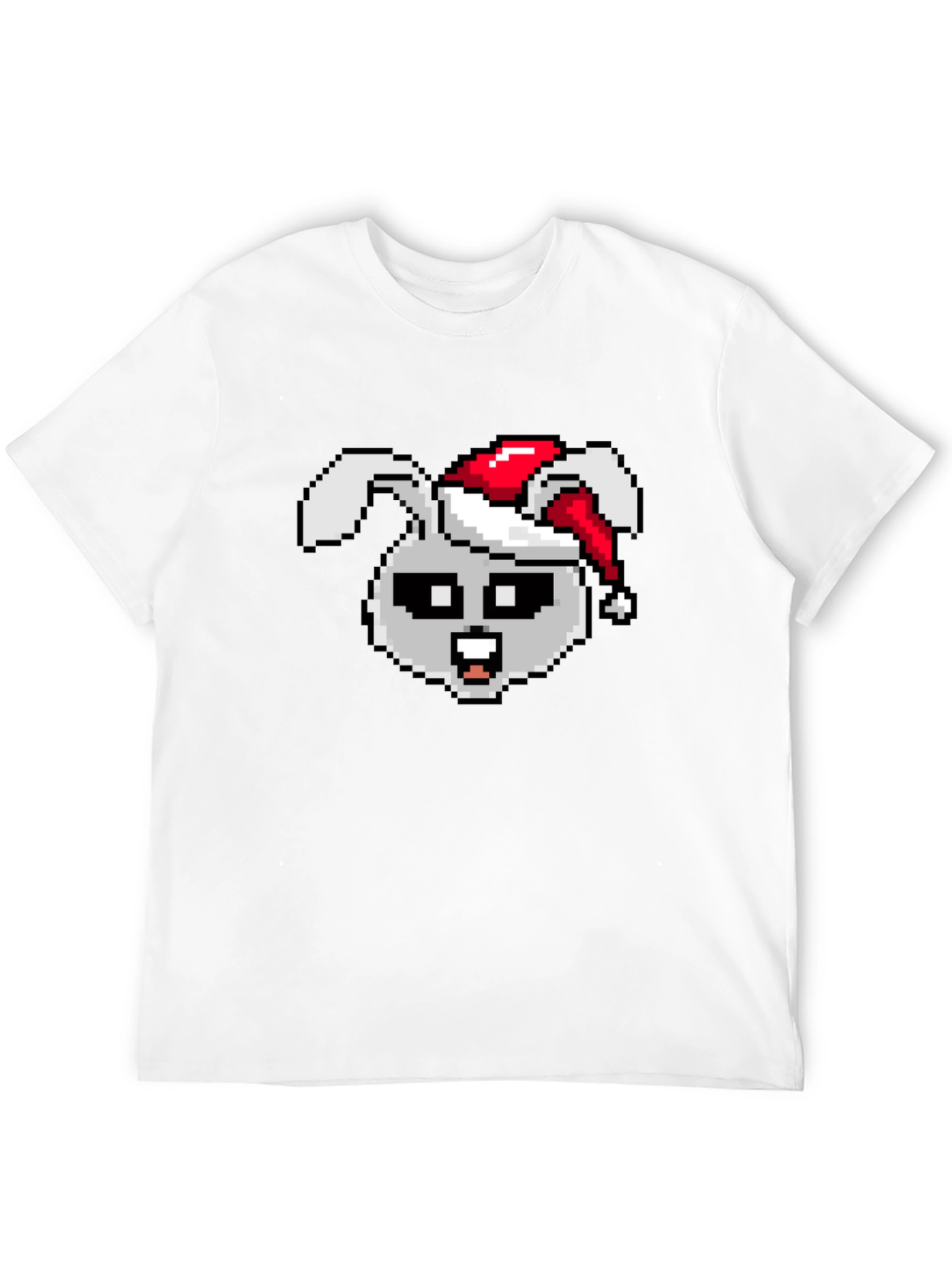 Pixel Rabbit Christmas T-Shirt - Festive 8-bit Style