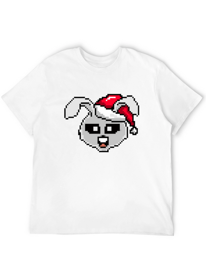 Pixel Rabbit Christmas T-Shirt - Festive 8-bit Style