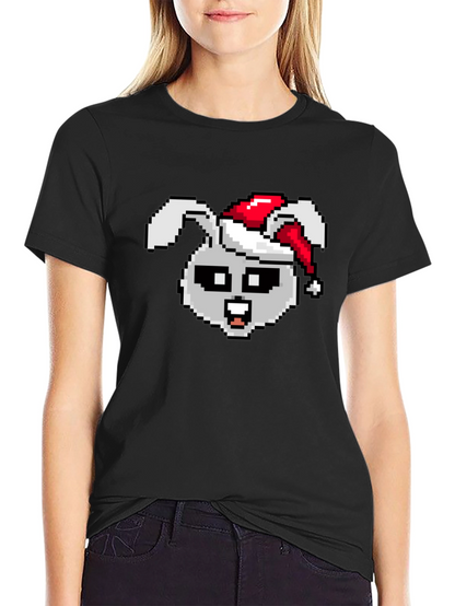 Pixel Rabbit Christmas T-Shirt - Festive 8-bit Style