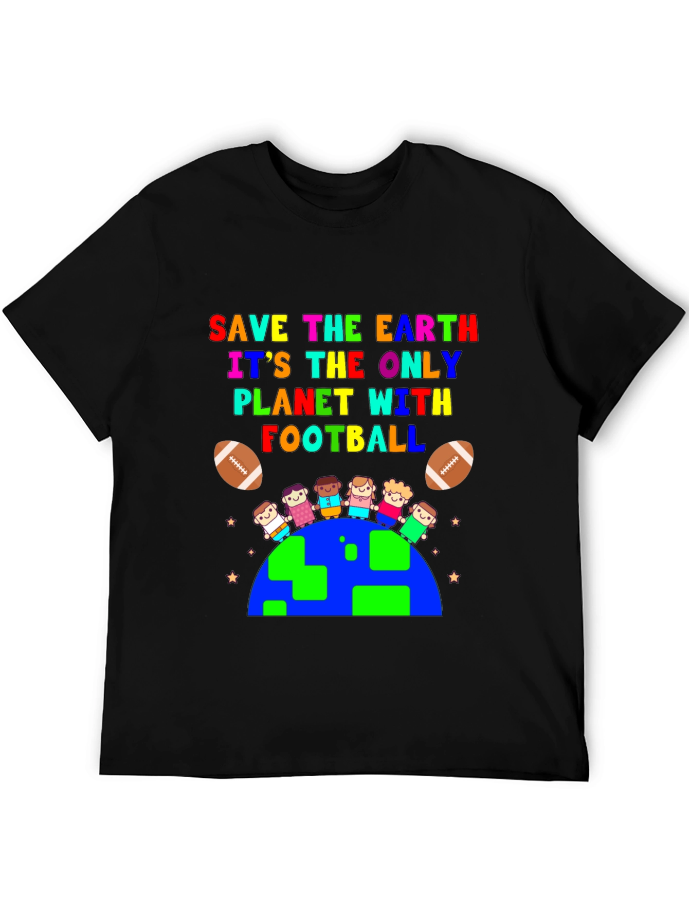 Save the Earth Football Planet Graphic T-Shirt