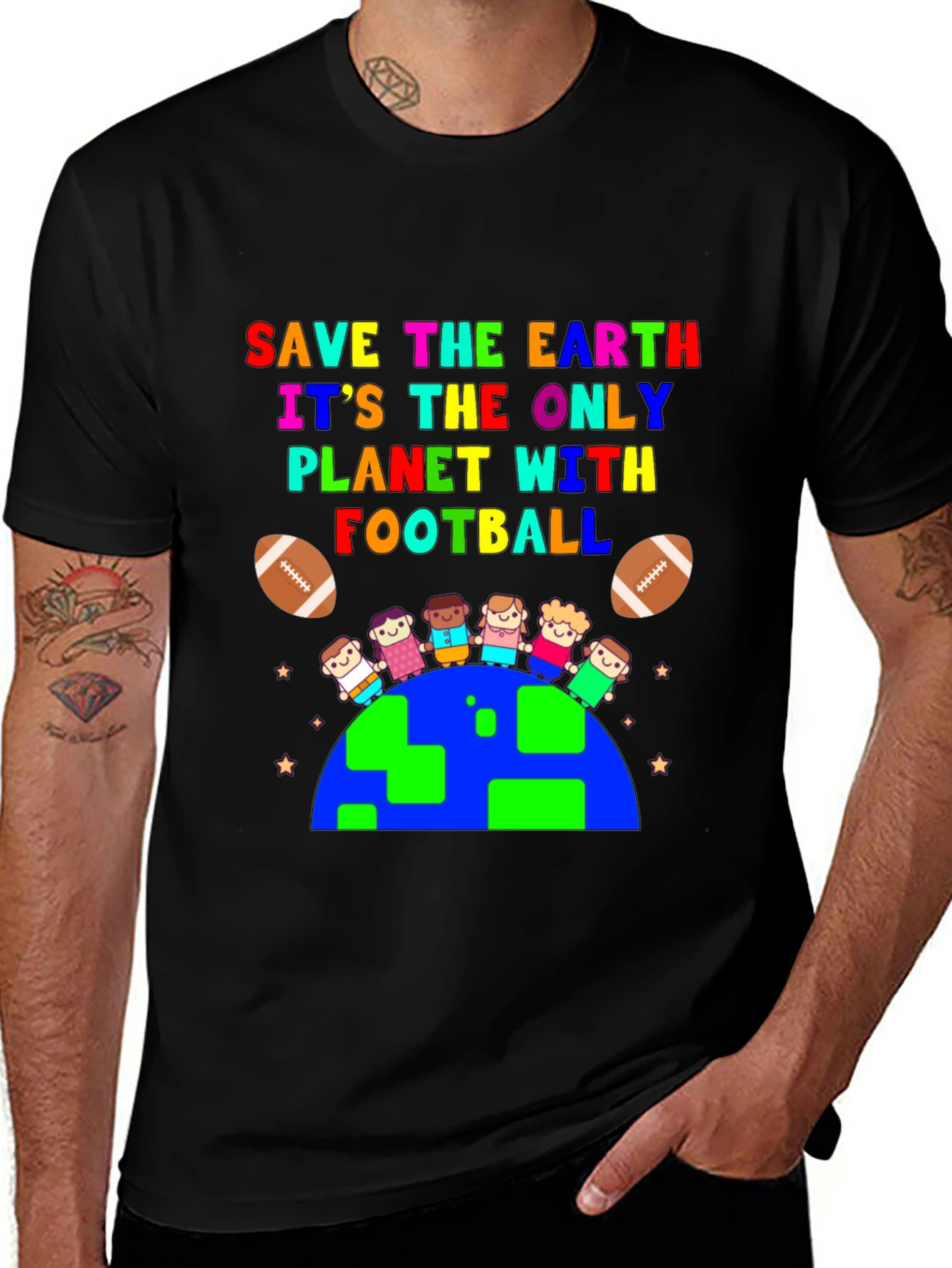 Save the Earth Football Planet Graphic T-Shirt
