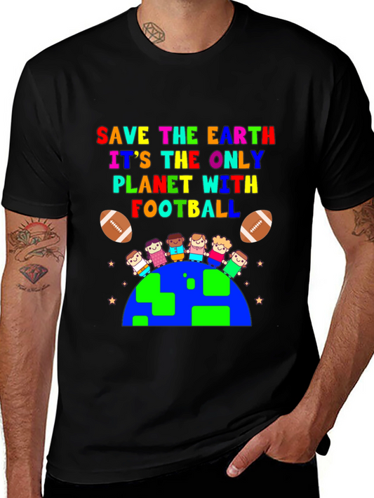 Save the Earth Football Planet Graphic T-Shirt