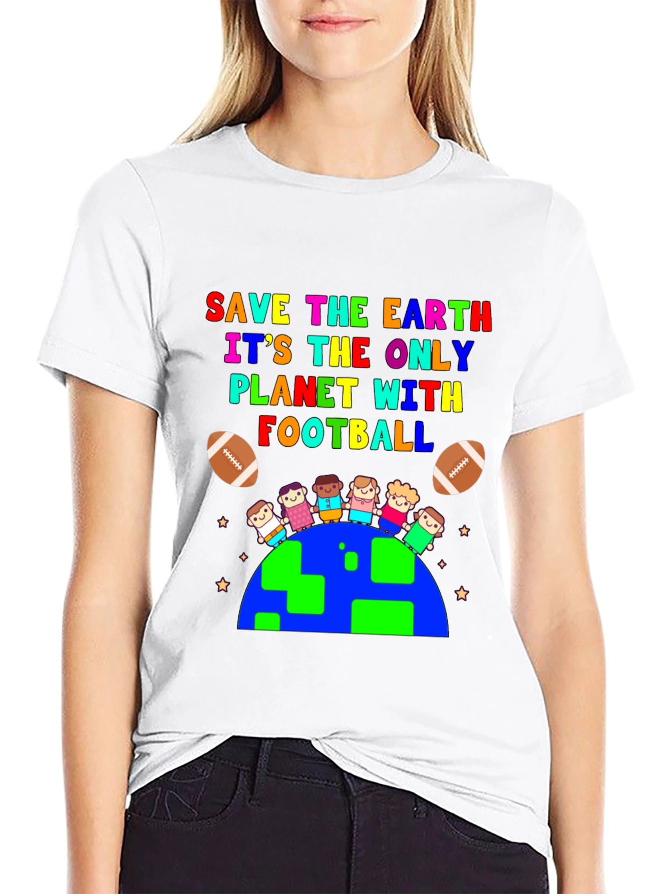 Save the Earth Football Planet Graphic T-Shirt