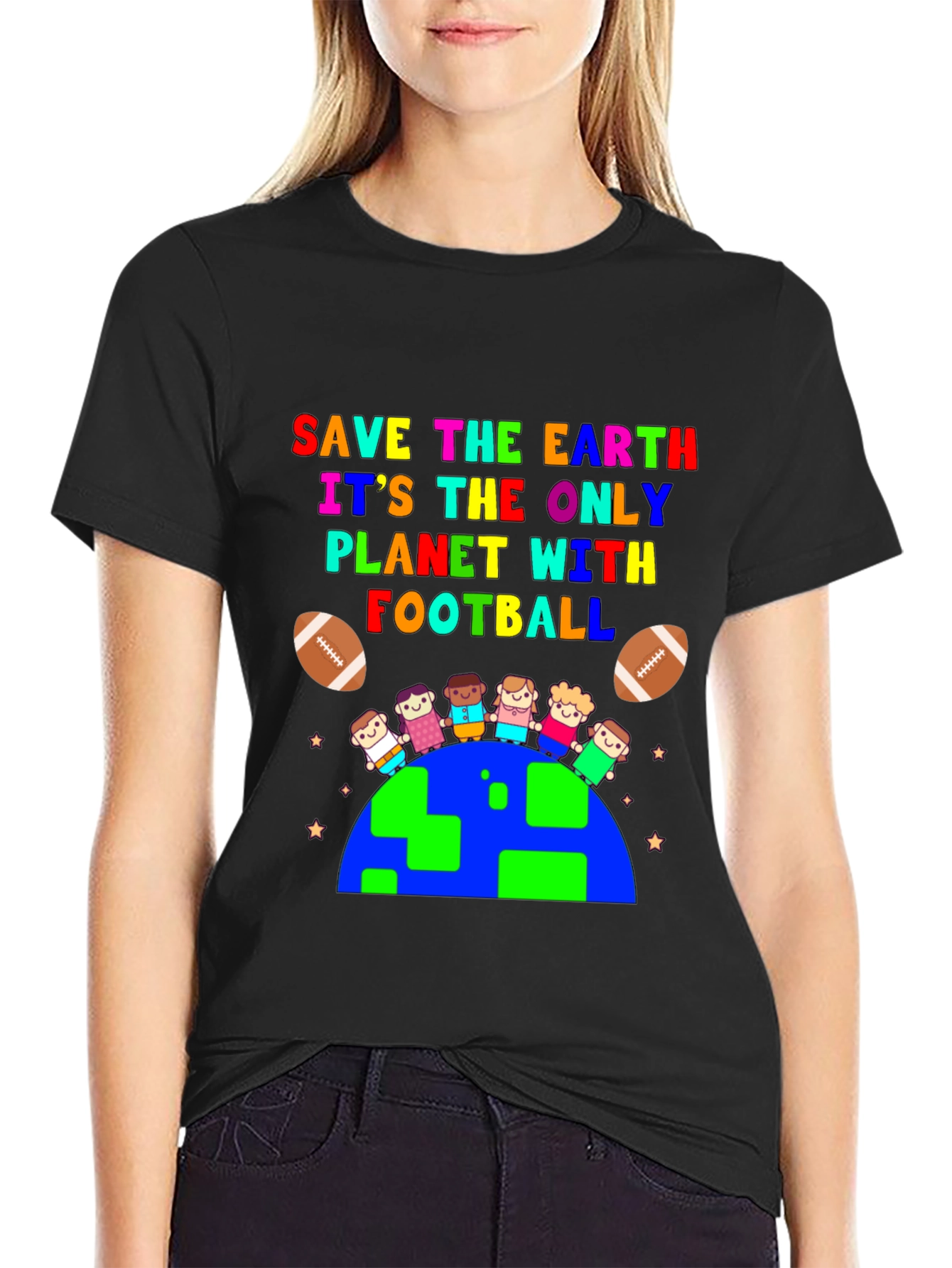 Save the Earth Football Planet Graphic T-Shirt