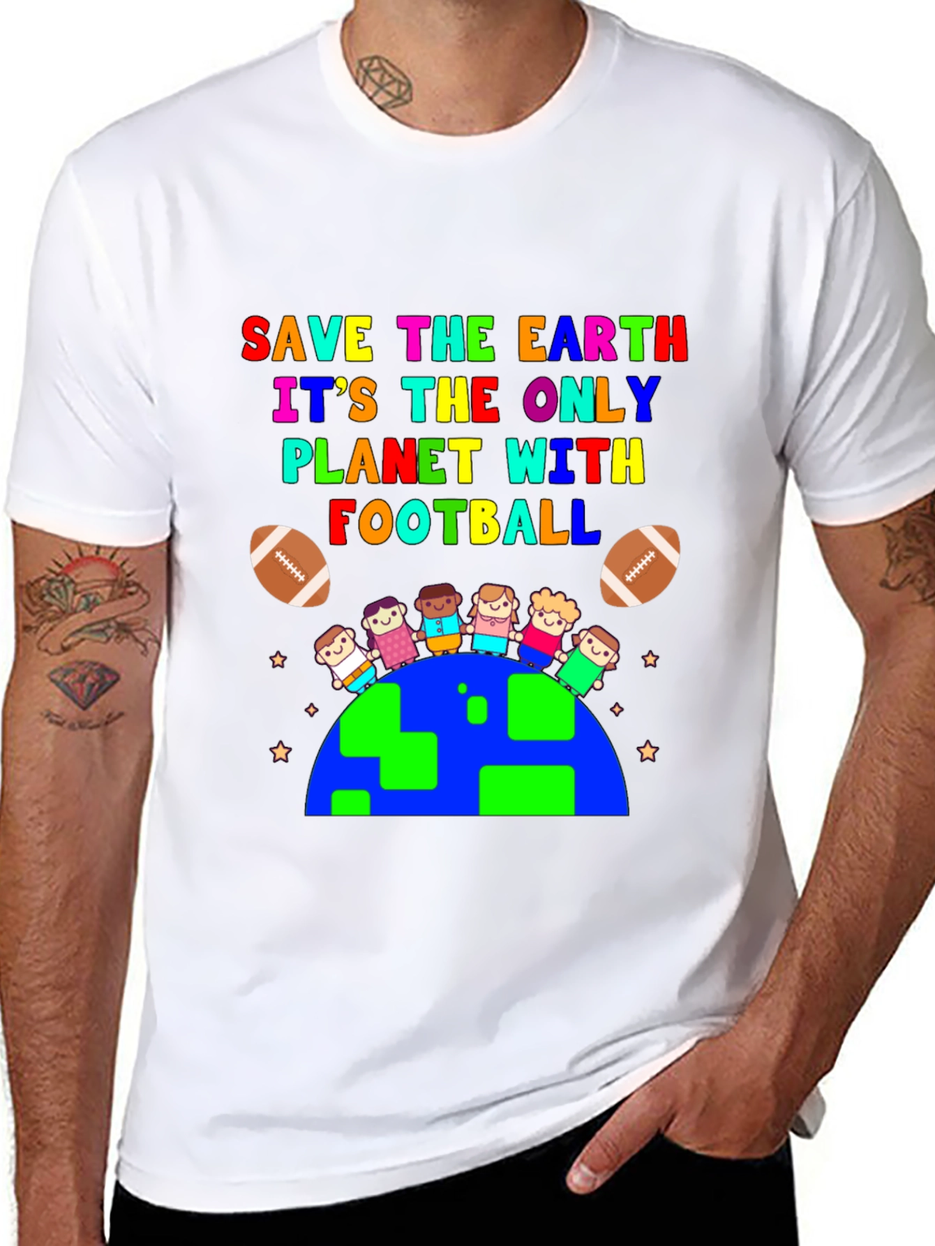 Save the Earth Football Planet Graphic T-Shirt