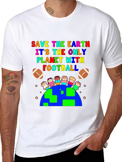 Save the Earth Football Planet Graphic T-Shirt