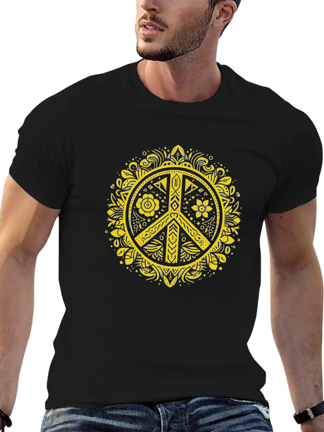 Peace Sign Graphic T-Shirt - Black