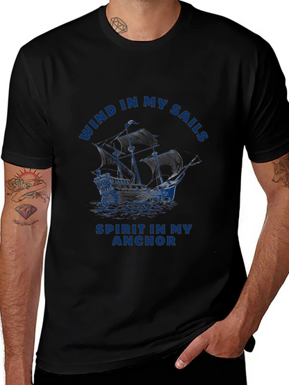 Wind in My Sails Mens Black T-Shirt