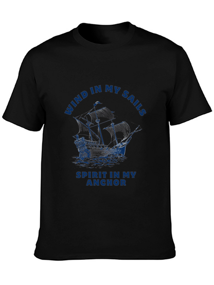 Wind in My Sails Mens Black T-Shirt