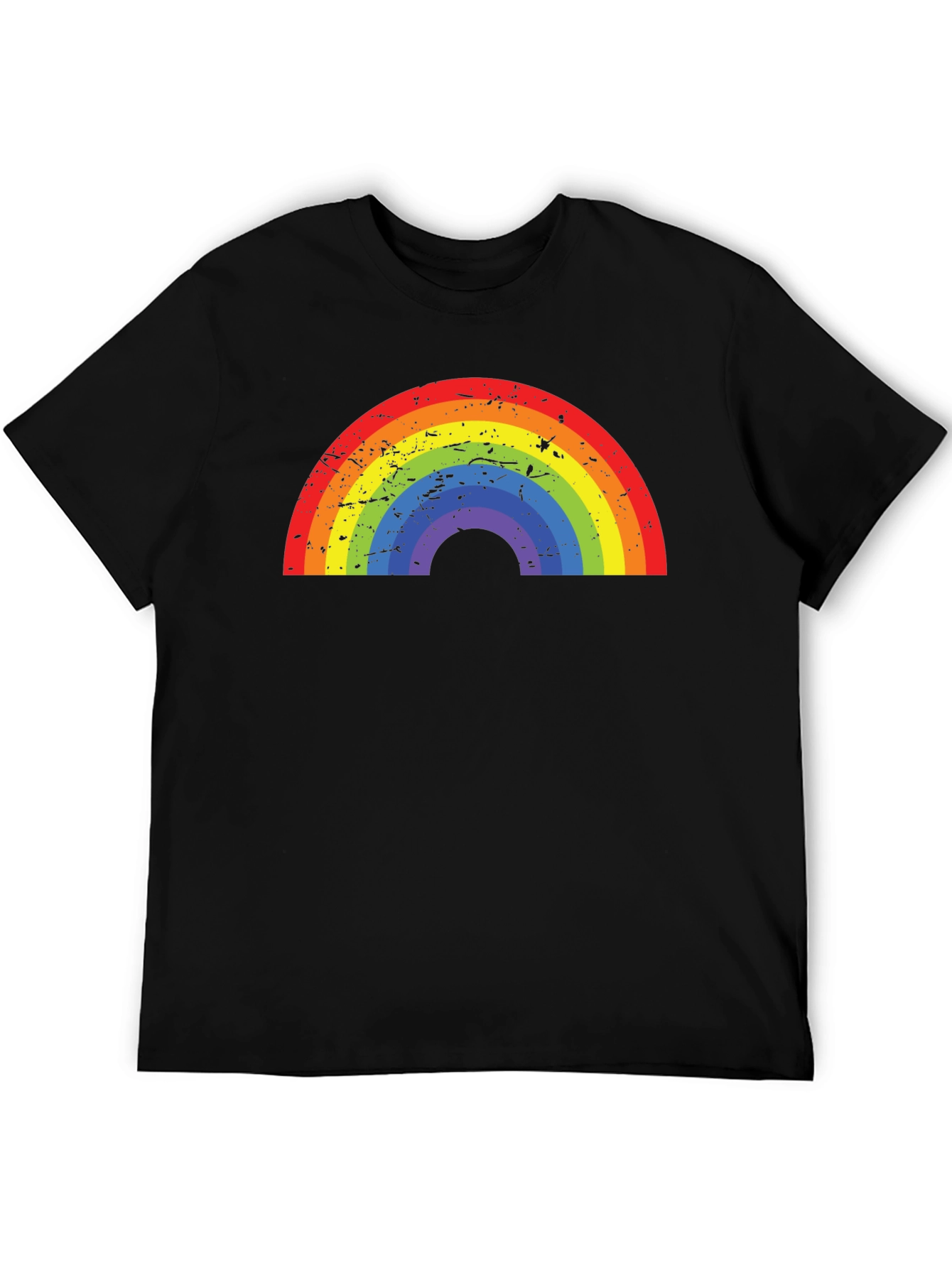 Rainbow Graphic Black T-Shirt - Casual Comfort