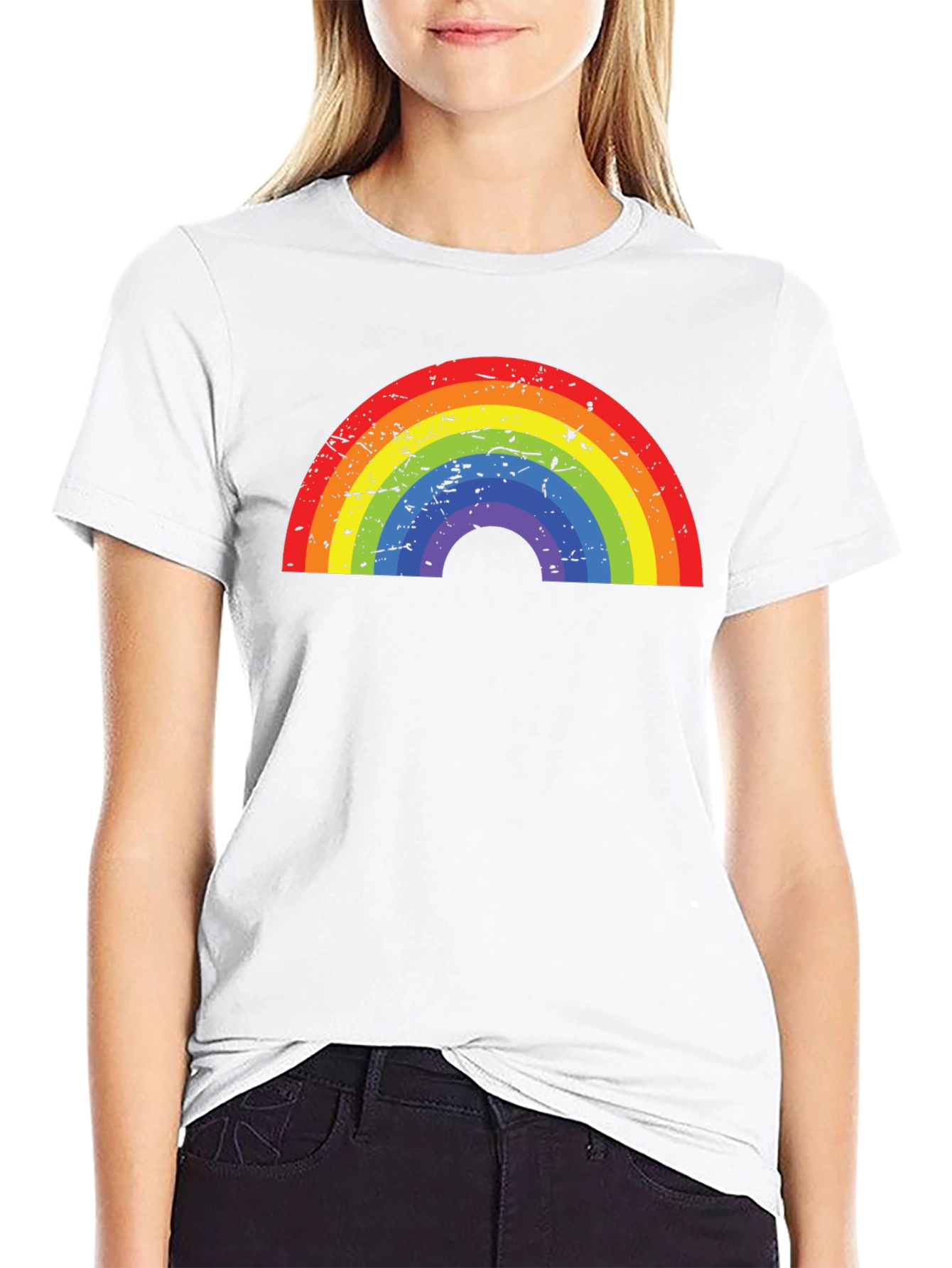 Rainbow Graphic Black T-Shirt - Casual Comfort