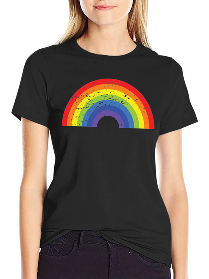 Rainbow Graphic Black T-Shirt - Casual Comfort