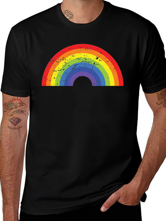 Rainbow Graphic Black T-Shirt - Casual Comfort
