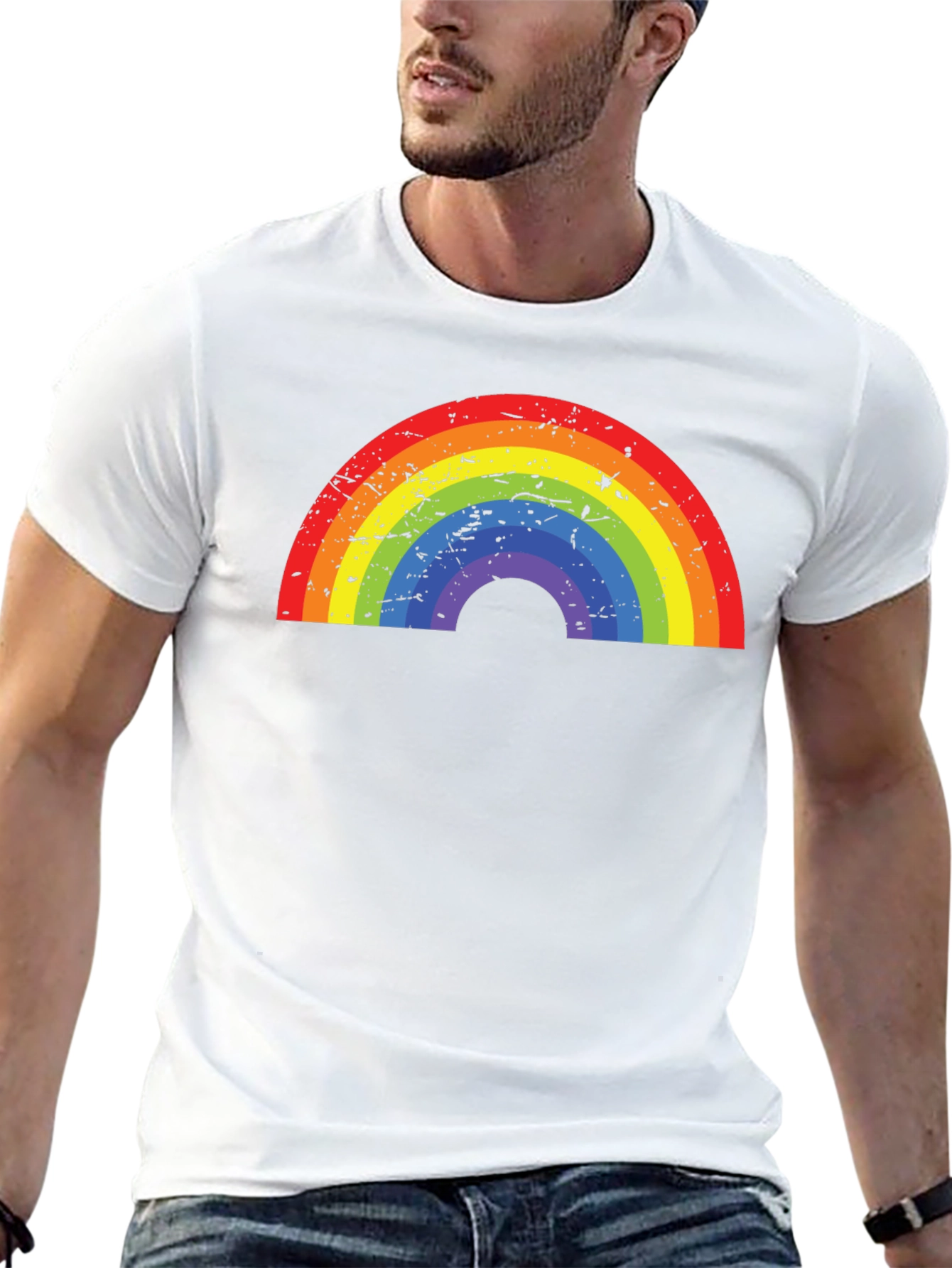 Rainbow Graphic Black T-Shirt - Casual Comfort