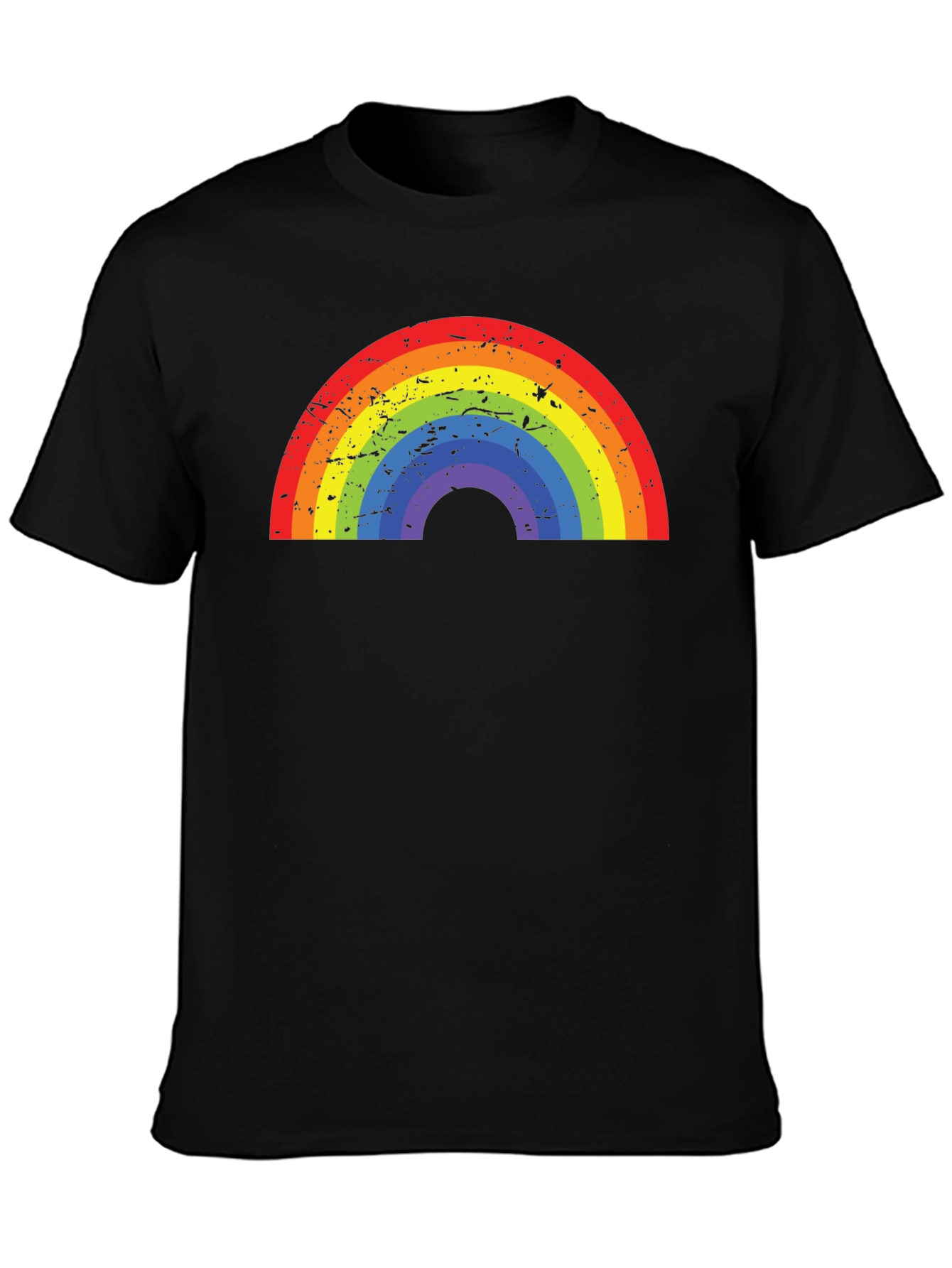 Rainbow Graphic Black T-Shirt - Casual Comfort