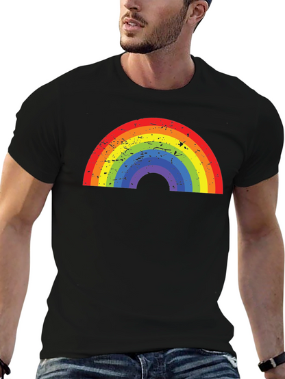 Rainbow Graphic Black T-Shirt - Casual Comfort