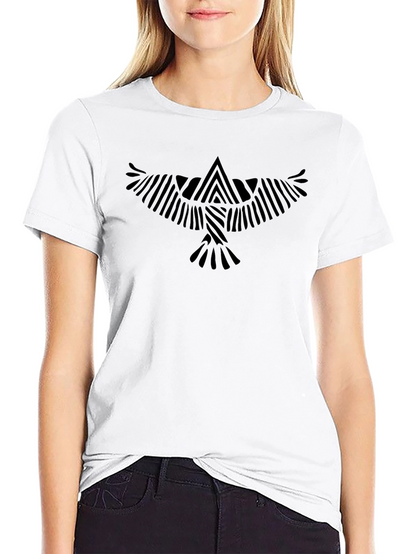Abstract Bird Print Black T-Shirt