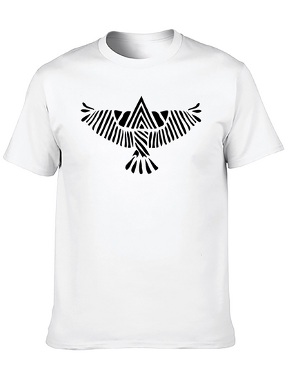 Abstract Bird Print Black T-Shirt