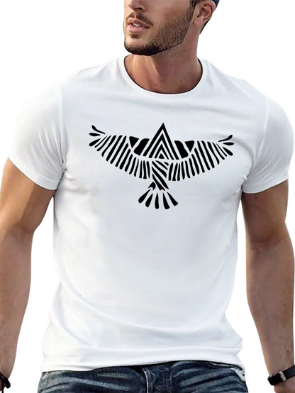 Abstract Bird Print Black T-Shirt