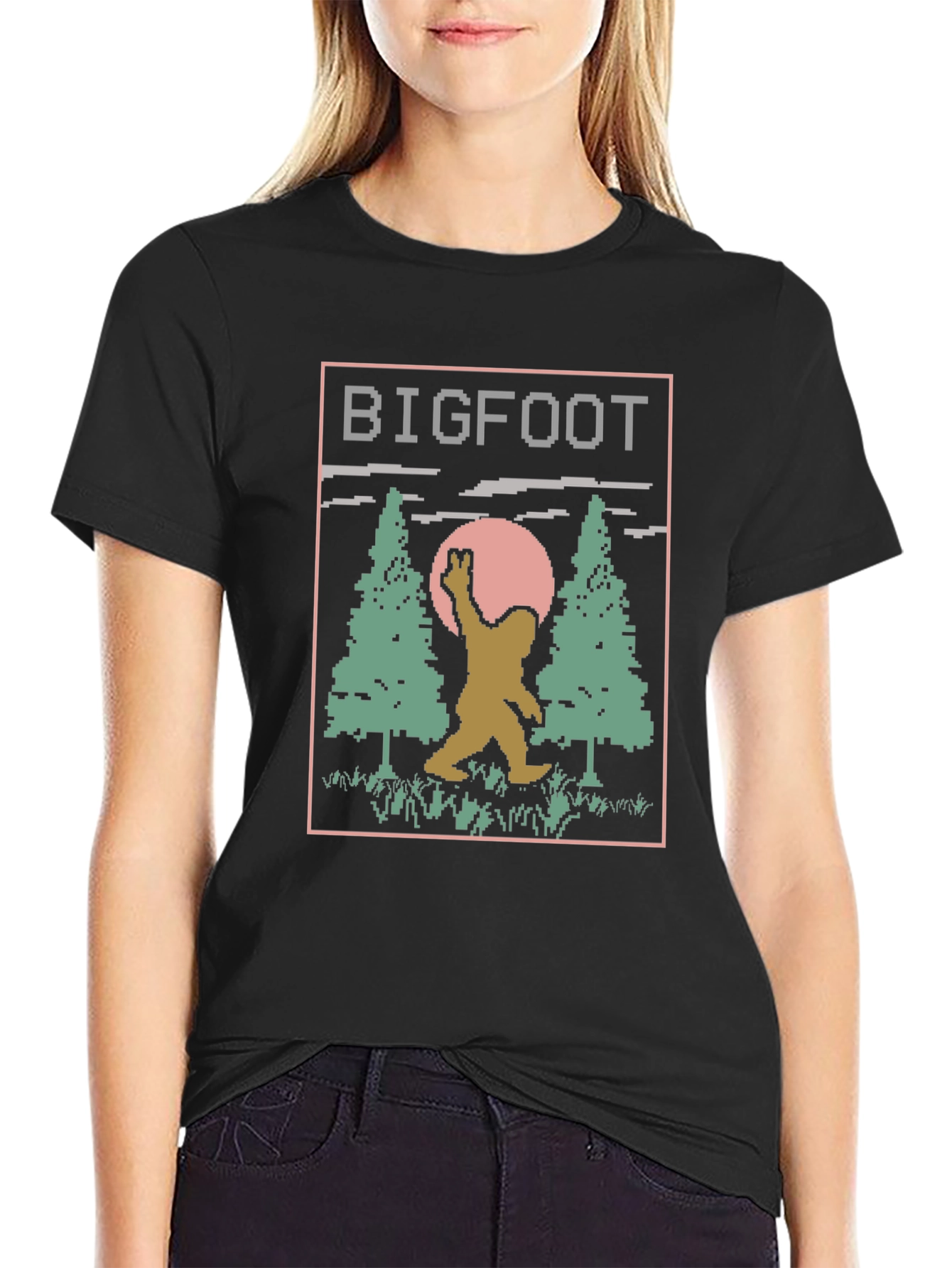 Retro Bigfoot T-Shirt - Pixelated Design