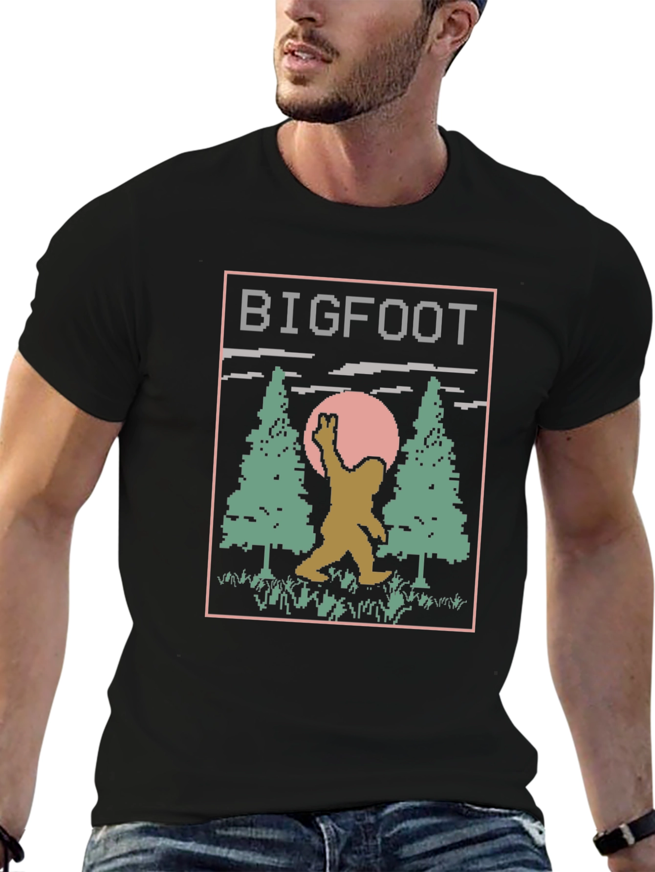 Retro Bigfoot T-Shirt - Pixelated Design