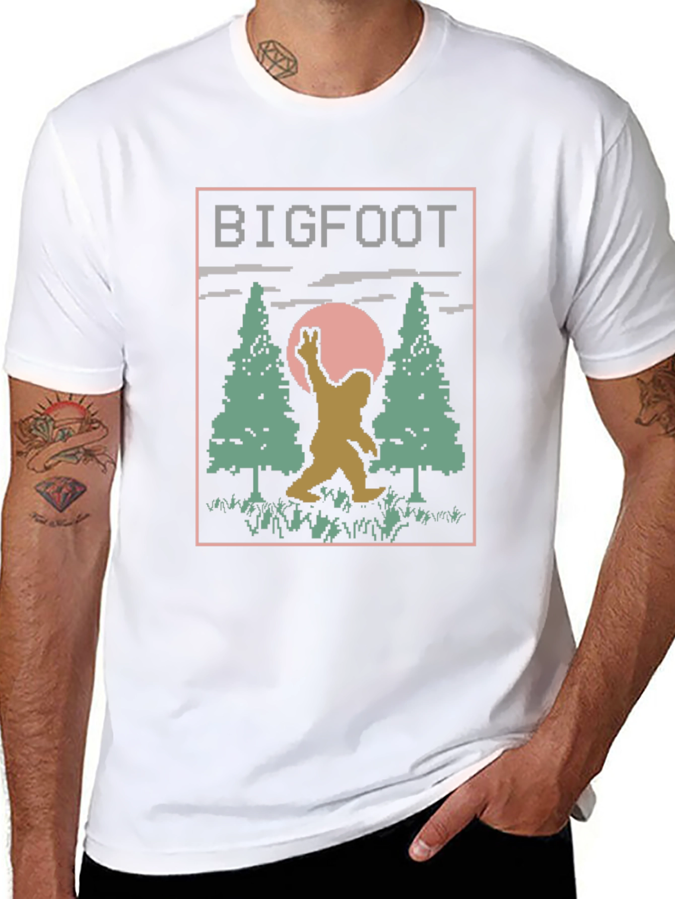 Retro Bigfoot T-Shirt - Pixelated Design