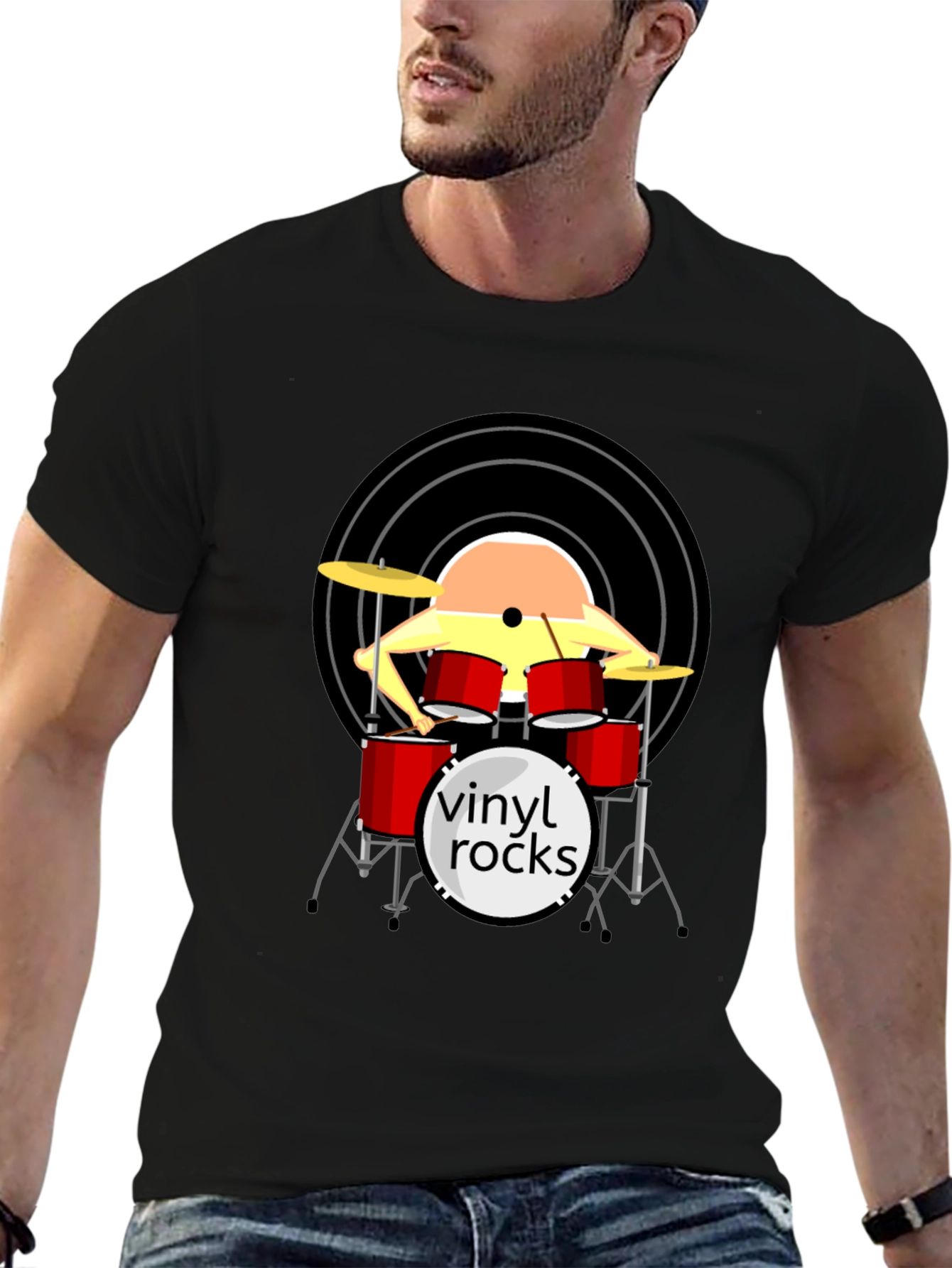 Vinyl Rocks Drum Set Graphic Tee
